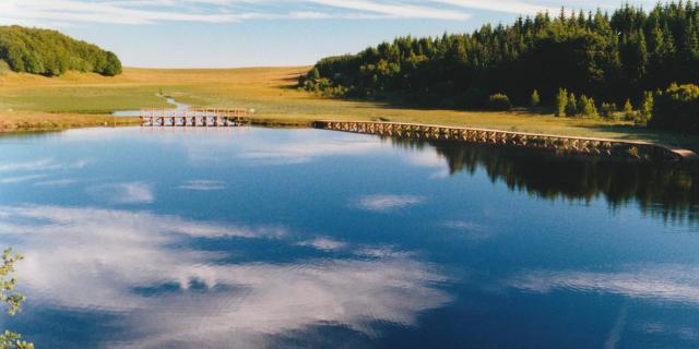 Lac de Bonnecombe sur l'Aubrac - Route des lacs. Etang de pêche à la truite du 1er mai à mi-septembre