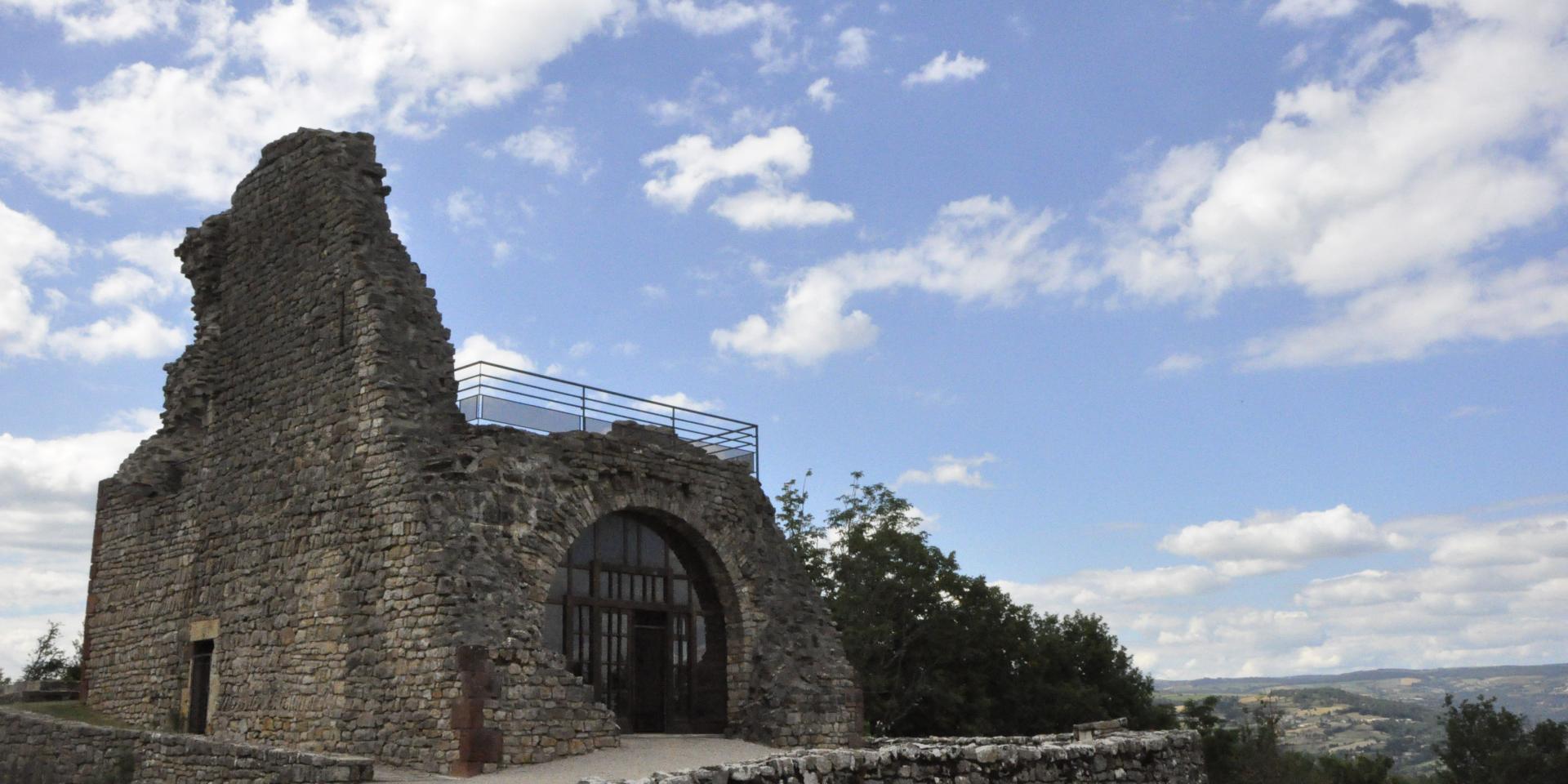 Ruins of the Château de Canilhac in the Lot Valley. A room on the ground floor has been restored.