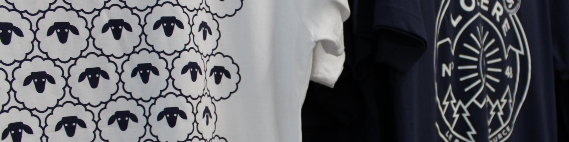 Lozère tee-shirt with sheep in white and navy colour