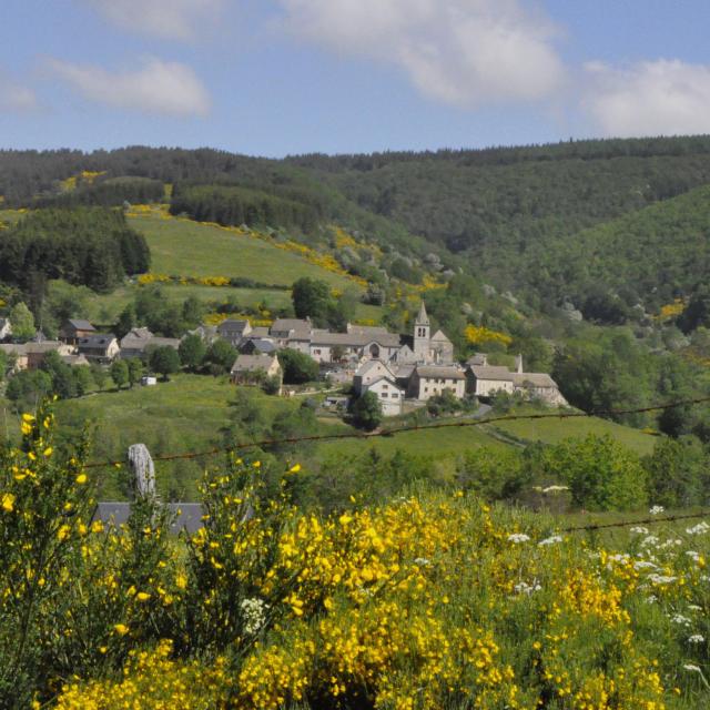 Les Salces, petit village sur les contreforts de l'Aubrac, en direction de la route des lacs