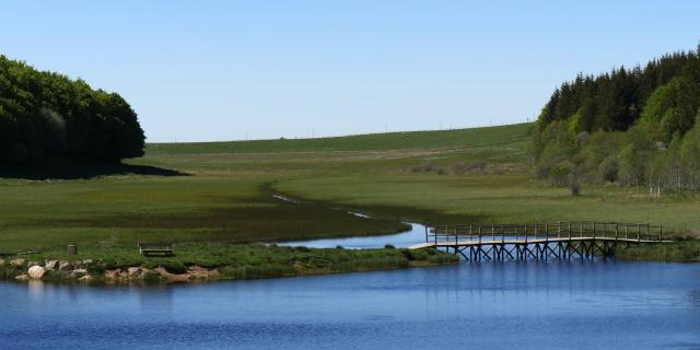 Passerelle au dessus de l'étang de Bonnecombe.