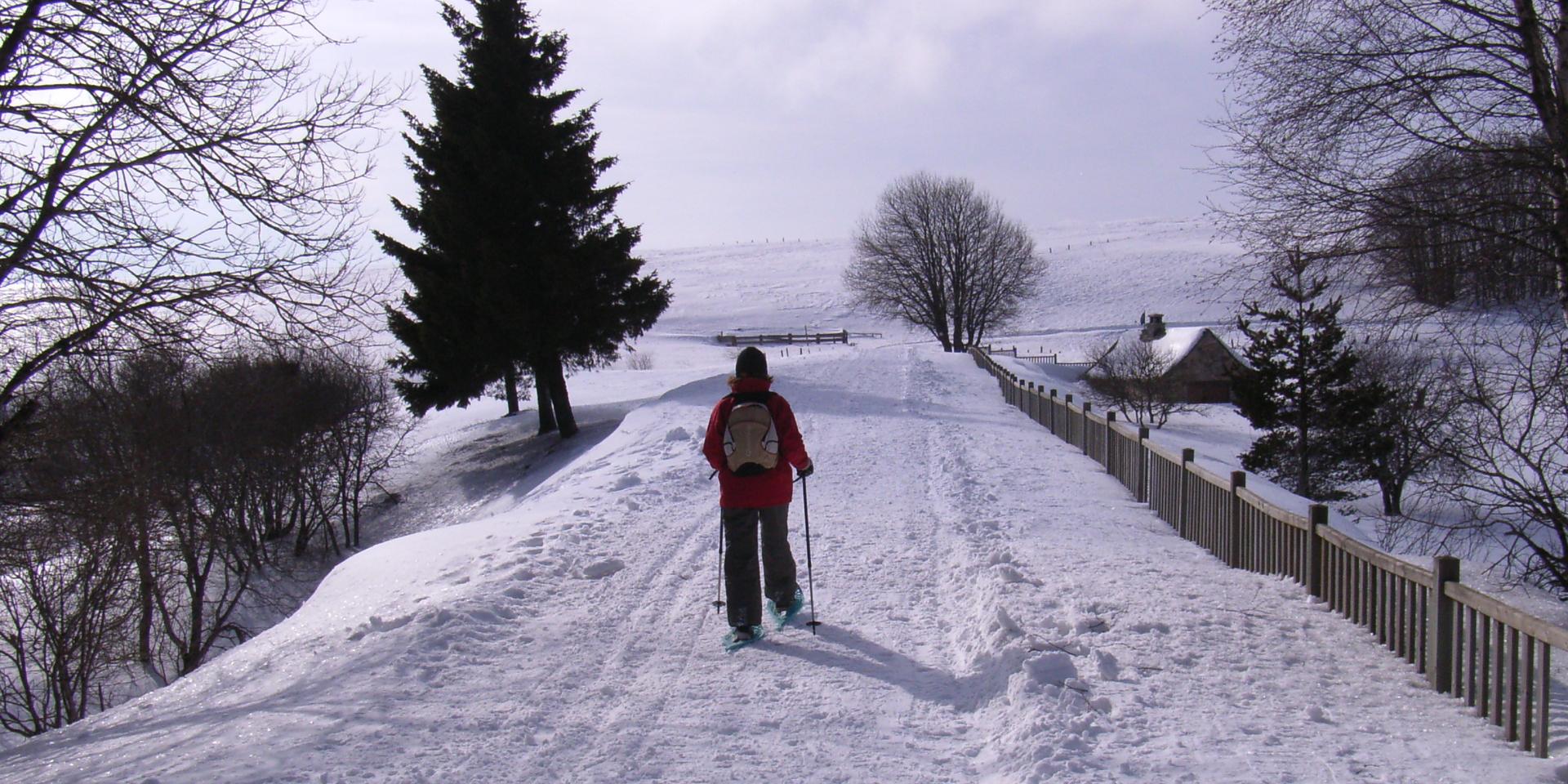 Ski de fond sur l'Aubrac au lac de Bonnecombe.