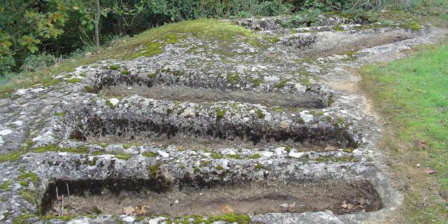 Tombes mérovingiennes à La Tieule d'Auxillac dans la vallée du Lot. Situées sur un chemin de randonnée 