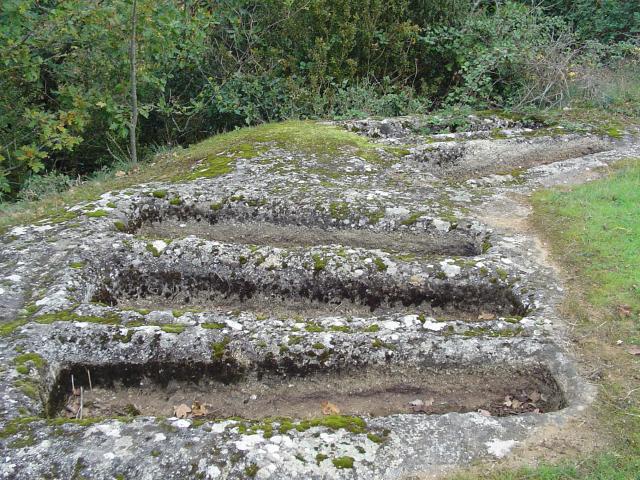 Tombes mérovingiennes à La Tieule d'Auxillac dans la vallée du Lot. Situées sur un chemin de randonnée 