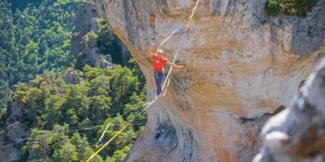 slack line dans les Gorges