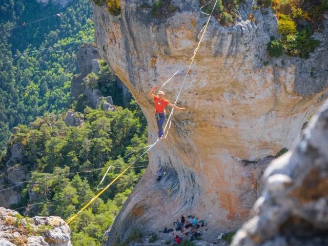 slack line dans les Gorges