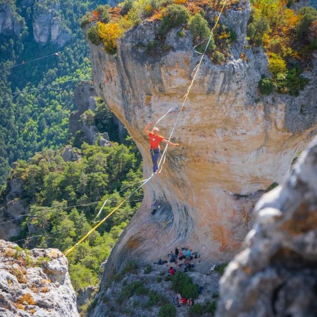 slack line dans les Gorges