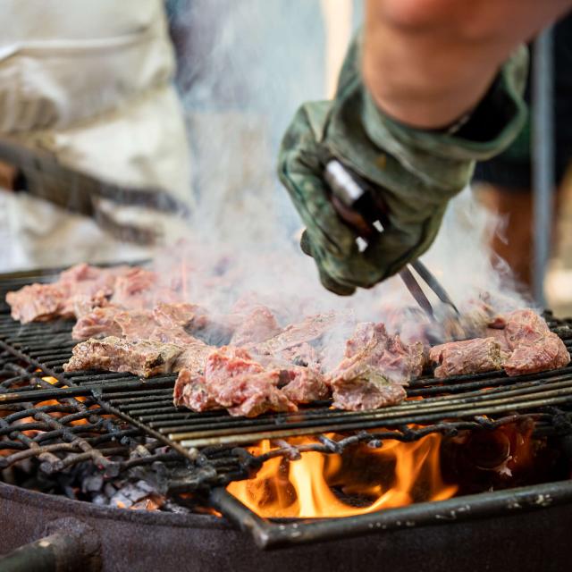 Viande Aubrac sur le grill.