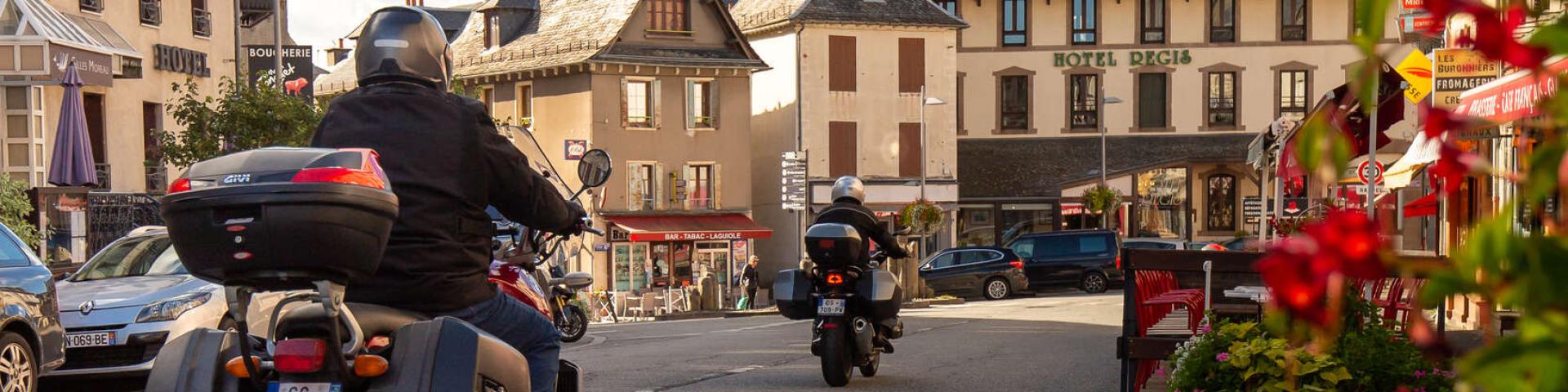 Motorcycles in the streets of Laguiole