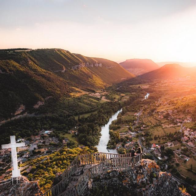 Panoramic view of the Gorges du Tarn from the Rocher de Capluc