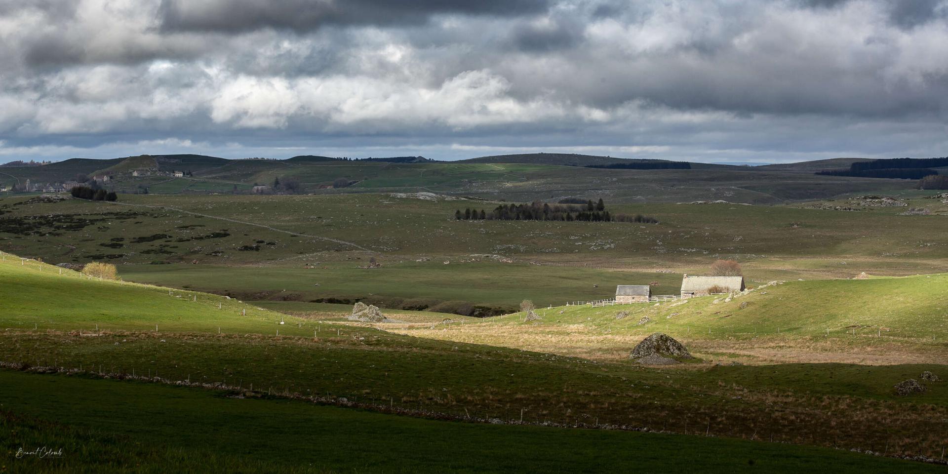 Burons Aubrac spring landscape.