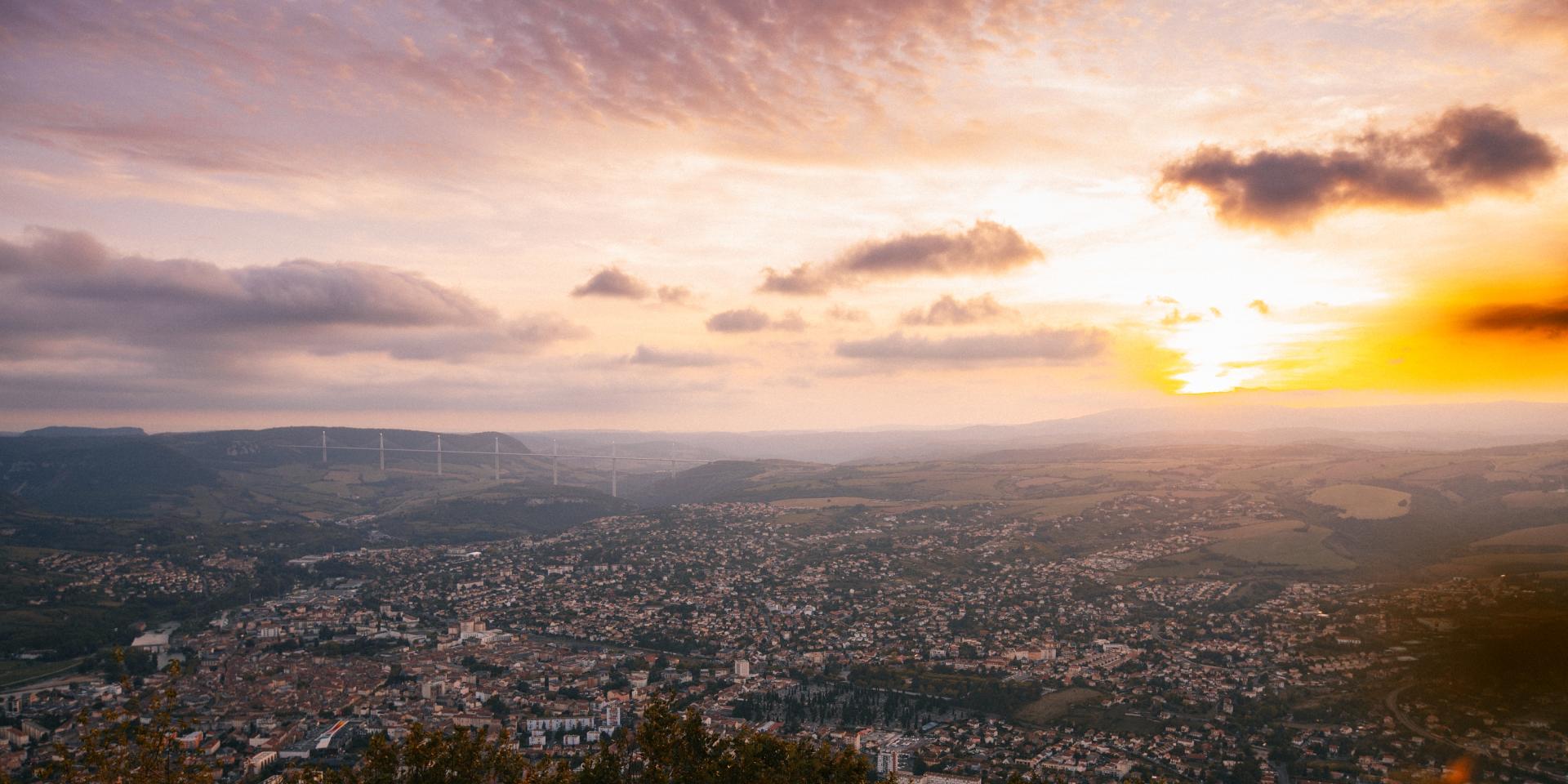 View of Millau at sunset.