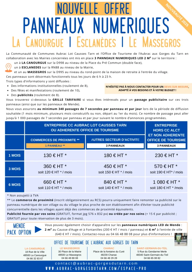 Grille Tarifaire Panneaux Numeriques